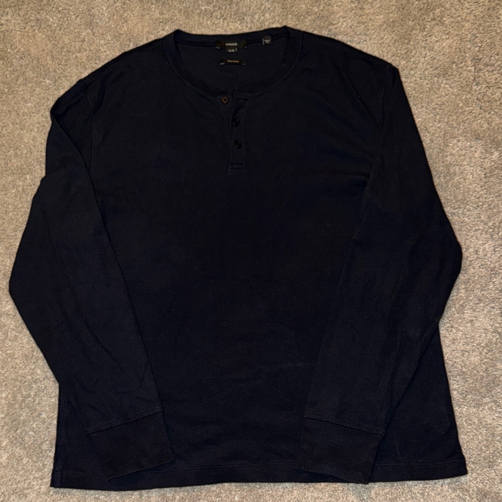 Men's Navy Long Sleeve Henley Shirt